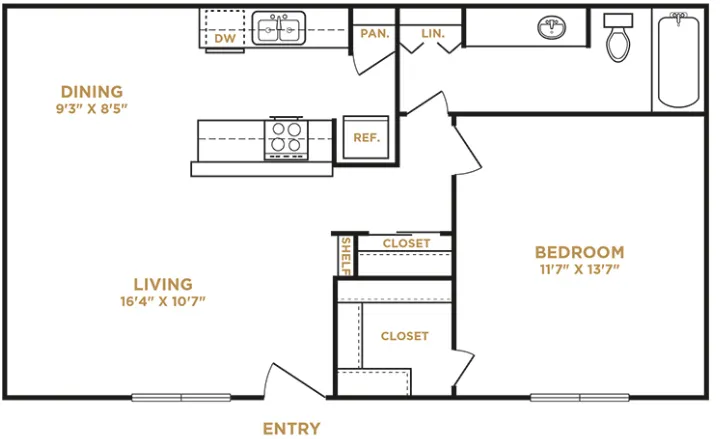 Pepperwood Garland Apartment Floor Plan 3