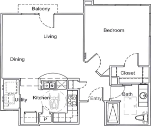 Post Oak Apartments McKinney Floorplan 1