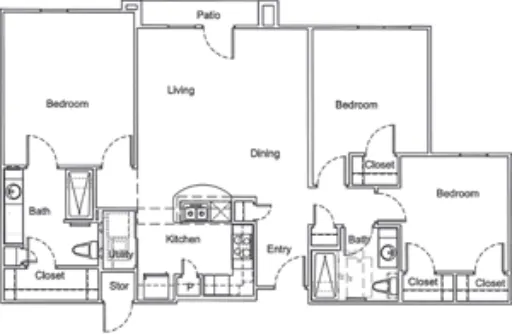 Post Oak Apartments McKinney Floorplan 3
