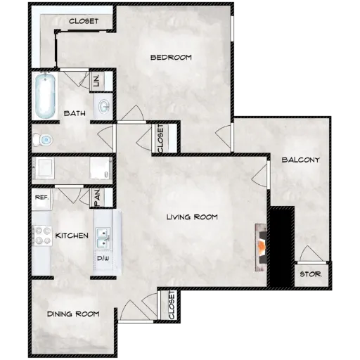 The Chalet Apartments Irving Floorplan 1