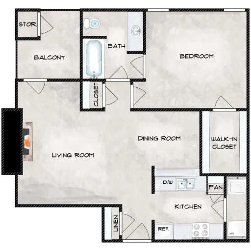The Chalet Apartments Irving Floorplan 2