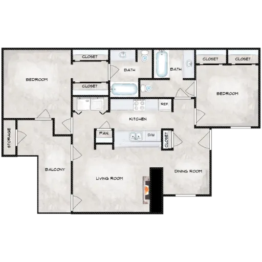 The Chalet Apartments Irving Floorplan 6
