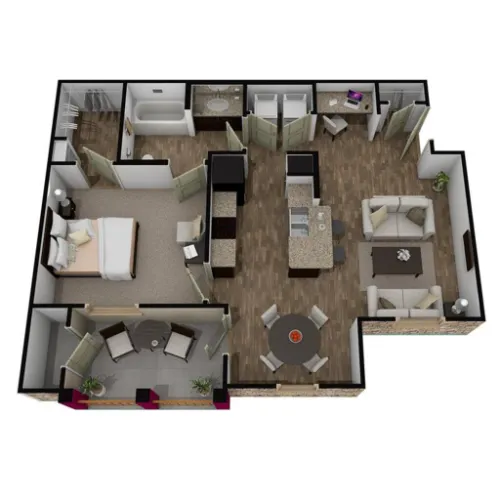 The Lakeshore Apartment Homes Lake Dallas FloorPlan 1