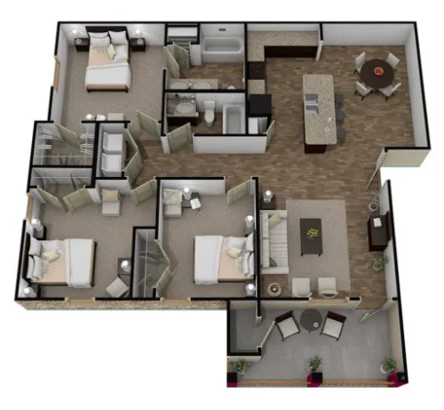 The Lakeshore Apartment Homes Lake Dallas FloorPlan 3