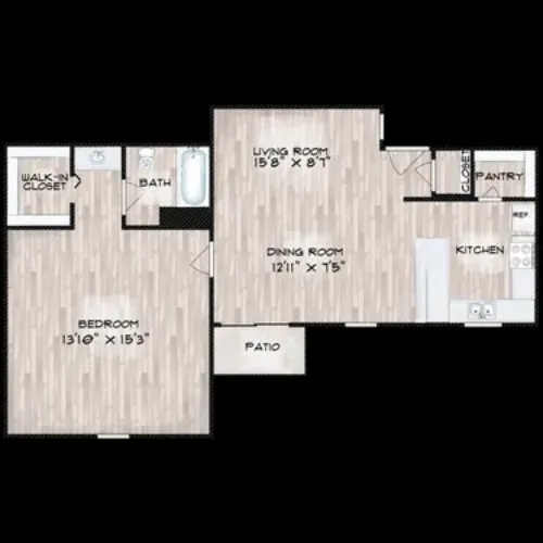 Tree Top Apartments Grand Prairie FloorPlan 1