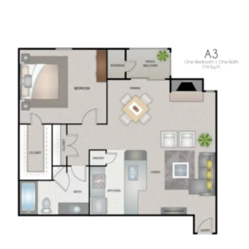 Wythe Apartment Homes Irving Floorplan 3