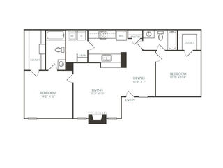 Athena Apartment Homes Benbrook FloorPlan 3