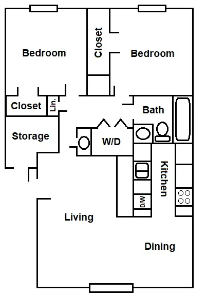 Bonnie Green Apartments Denton Floorplan 1