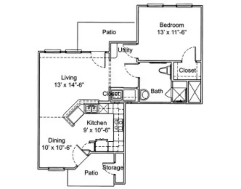 Cobblestone Manor Senior Apartments Fort Worth FloorPlan 1