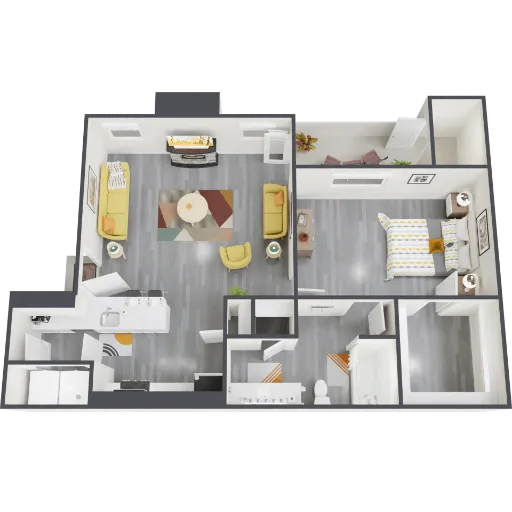 Flats on Mill Fort Worth Floorplan 1