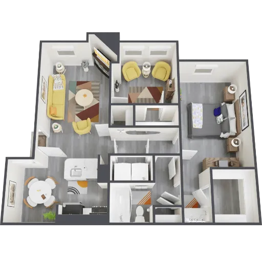 Flats on Mill Fort Worth Floorplan 3