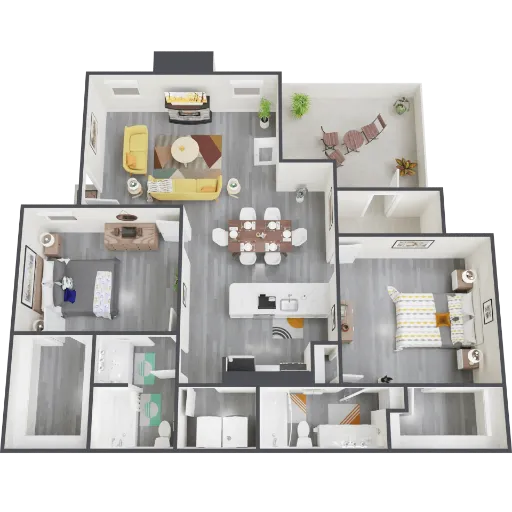Flats on Mill Fort Worth Floorplan 6