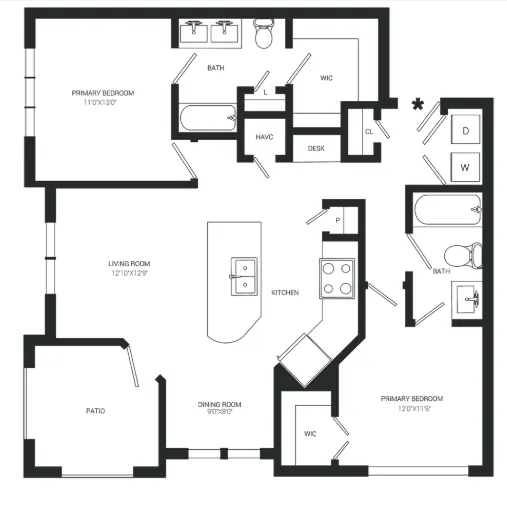Hickory Creek Ranch Apartments Floorplan 6