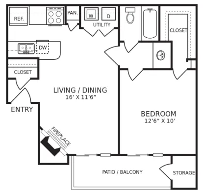 Hudson Apartments Arlington Floorplan 1