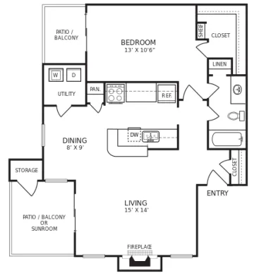 Hudson Apartments Arlington Floorplan 3