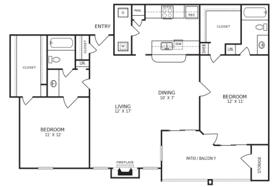 Hudson Apartments Arlington Floorplan 5