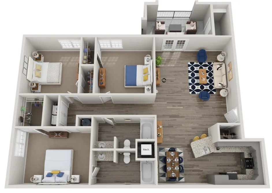 Landry at Cross Creek Fort Worth Apartment Floorplan 3