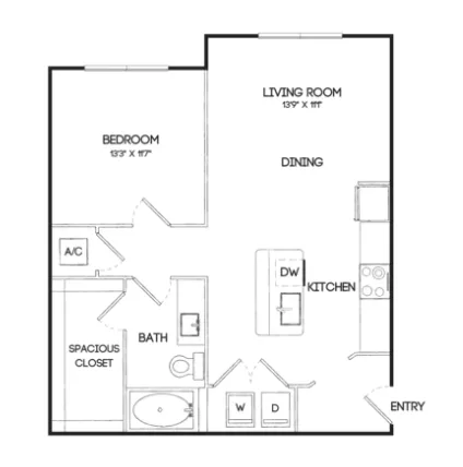 Marlowe Denton Apartment Floor Plan 1