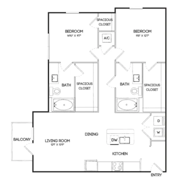 Marlowe Denton Apartment Floor Plan 9