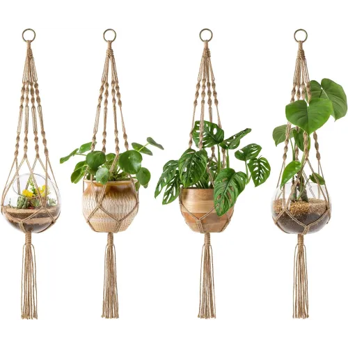 Mkono Macrame Plant Hanger (4-pack)