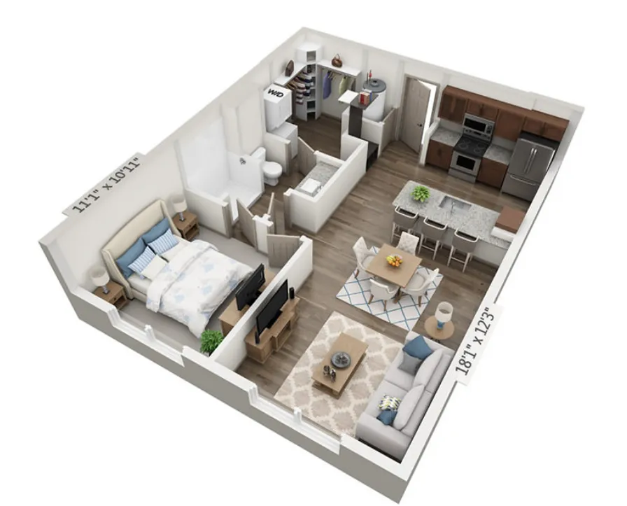 Overture Highlands 55+ Arlington Apartment Floorplan 1