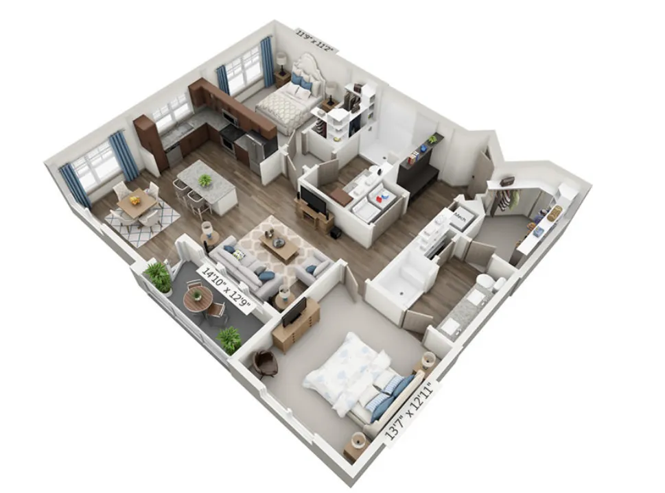 Overture Highlands 55+ Arlington Apartment Floorplan 9