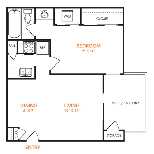 Preslee Apartments Arlington Floorplan 1
