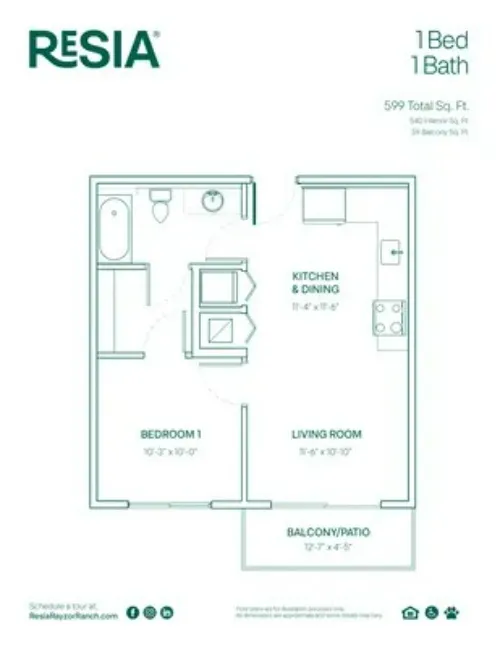Resia Rayzor Ranch Apartments FloorPlan 1