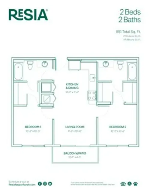 Resia Rayzor Ranch Apartments FloorPlan 2