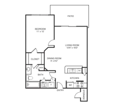 Sequoia Park Apartments Denton Floorplan 1