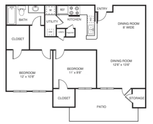 Sequoia Park Apartments Denton Floorplan 2