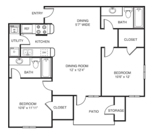 Sequoia Park Apartments Denton Floorplan 3