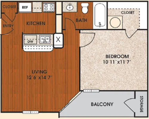 Sunset Point Apartment Homes Arlington FloorPlan 1