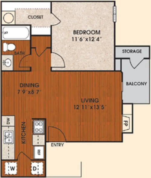 Sunset Point Apartment Homes Arlington FloorPlan 2