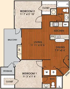 Sunset Point Apartment Homes Arlington Floorplan 5