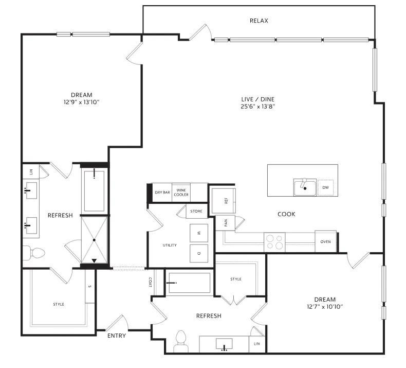 The Crescent Residences Fort Worth Apartment Floorplan 14