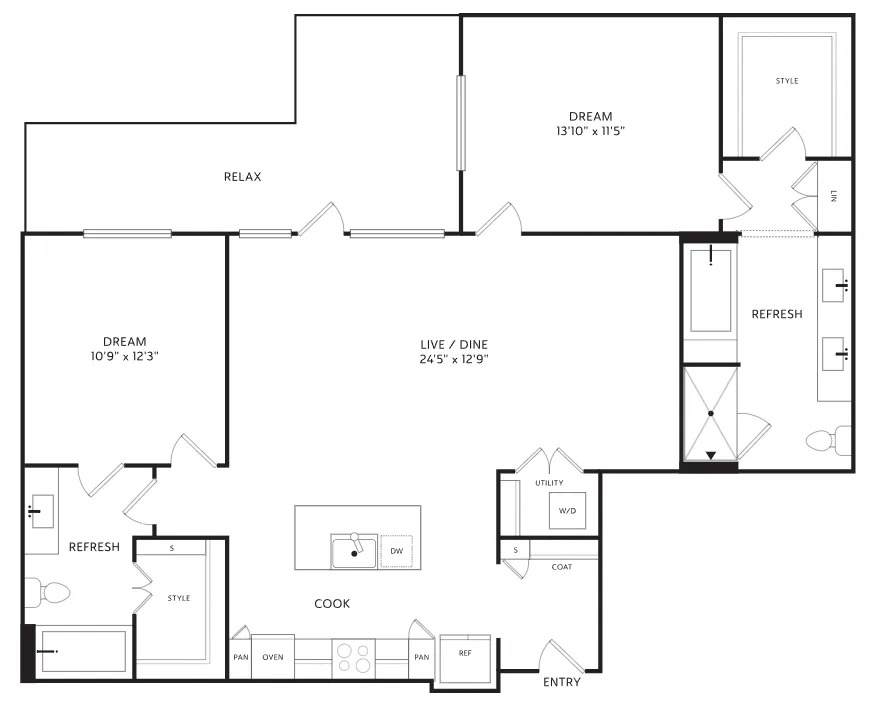 The Crescent Residences Fort Worth Apartment Floorplan 15