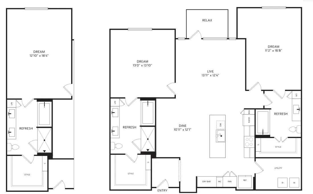 The Crescent Residences Fort Worth Apartment Floorplan 16
