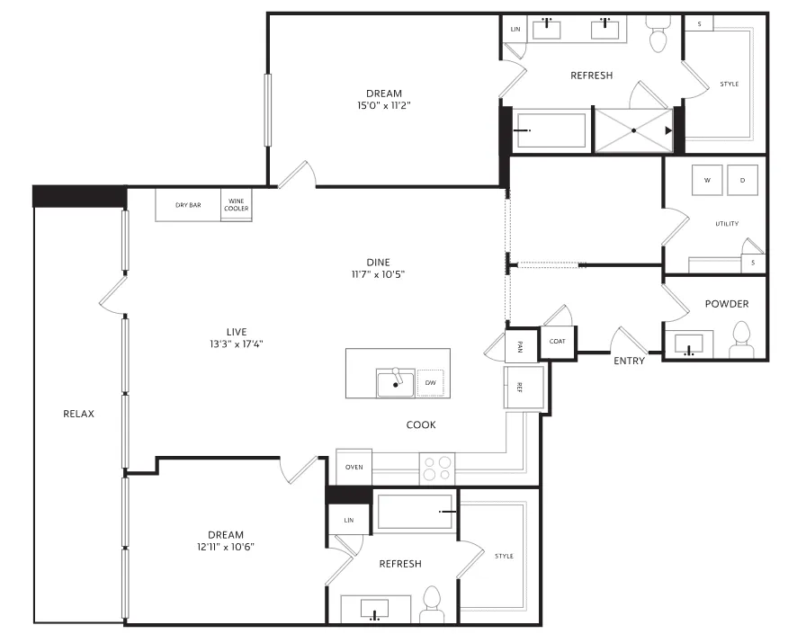 The Crescent Residences Fort Worth Apartment Floorplan 17