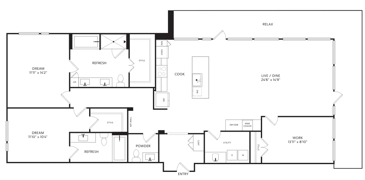 The Crescent Residences Fort Worth Apartment Floorplan 18