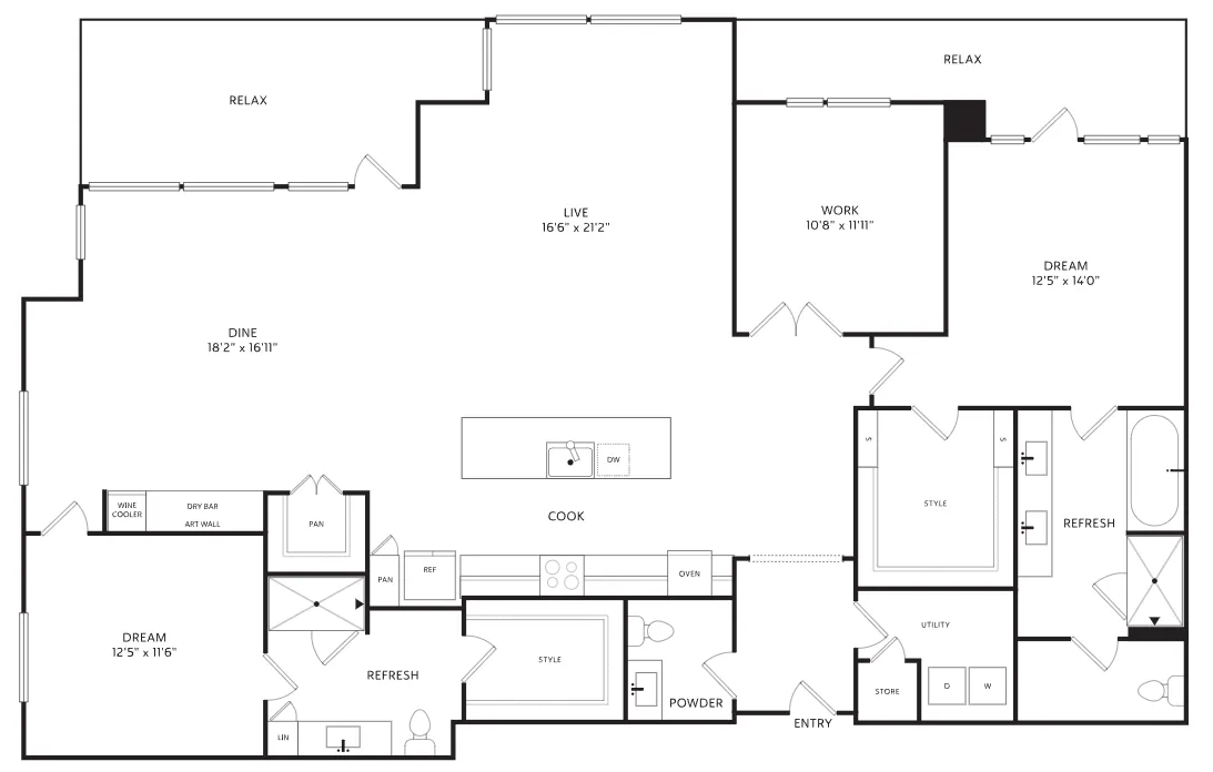 The Crescent Residences Fort Worth Apartment Floorplan 21