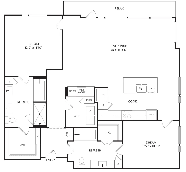 The Crescent Residences Fort Worth Apartment Floorplan 23