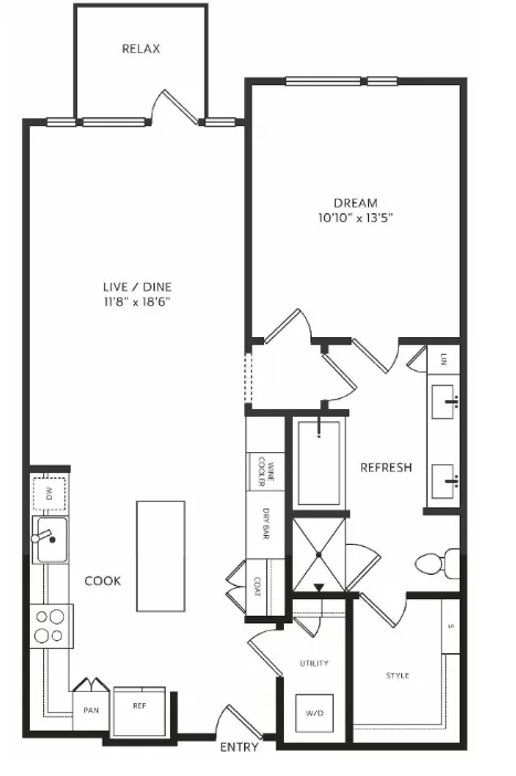 The Crescent Residences Fort Worth Apartment Floorplan 6
