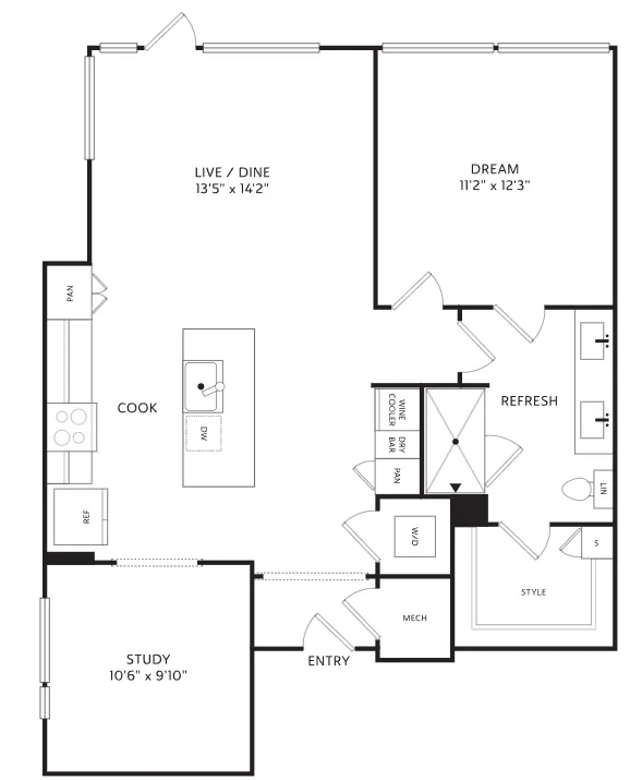 The Crescent Residences Fort Worth Apartment Floorplan 7