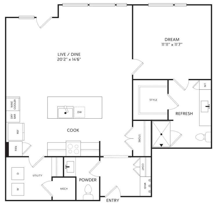 The Crescent Residences Fort Worth Apartment Floorplan 9
