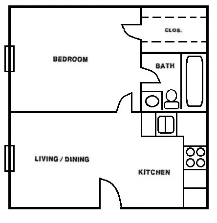 The Crossing Apartments Denton Floorplan 1
