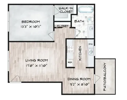 The Hayes Apartments Fort Worth Floorplan 1
