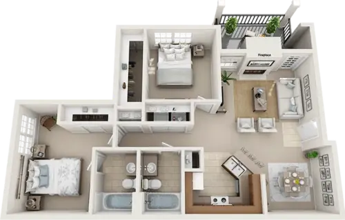 The Life at Westland Estates Fort Worth Floorplan 1