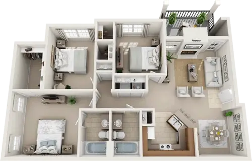 The Life at Westland Estates Fort Worth Floorplan 3