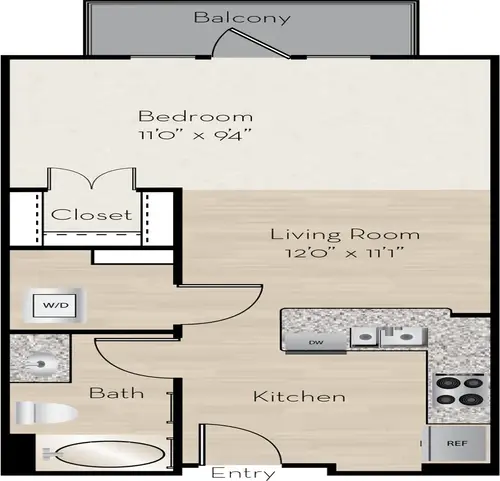 The Monarch Medical District Apartments Fort Worth Floorplan 1